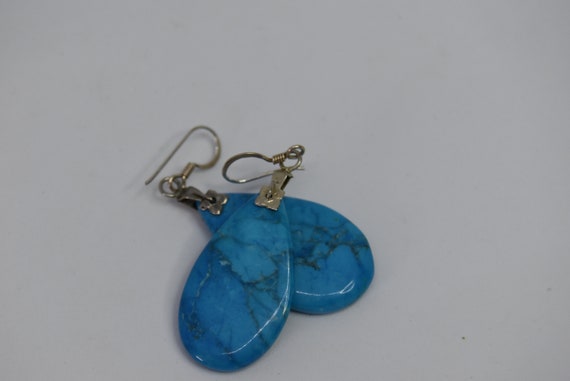 Vintage Sterling silver Natural turquoise Dangle … - image 8