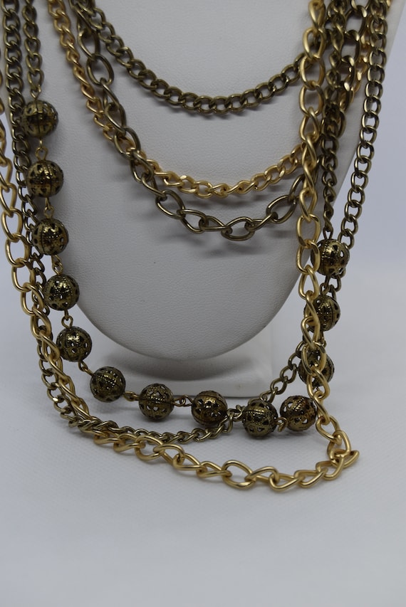 Gold & antique Multiple chains necklace - image 2