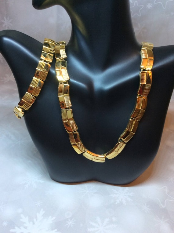 NAPIER jewelry set Square link necklace set Vinta… - image 1