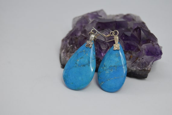 Vintage Sterling silver Natural turquoise Dangle … - image 3