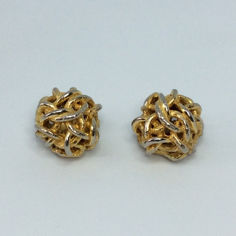 Vintage KJL clip on Bold knot earrings Heavy clip on