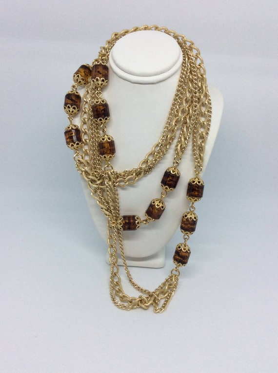 Vintage Sarah Coventry Long chain necklace Plasti… - image 1