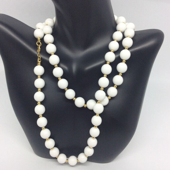 Monet white and gold bead necklace