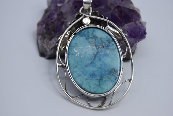 Sterling silver Pendant gemstone Natural jasper V… - image 3