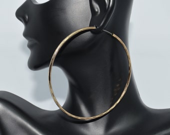 Vintage Big hoop earrings Gold tone Pierced earrings