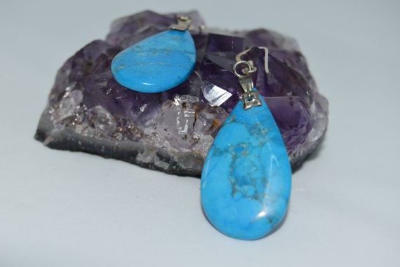 Vintage Sterling silver Natural turquoise Dangle … - image 6