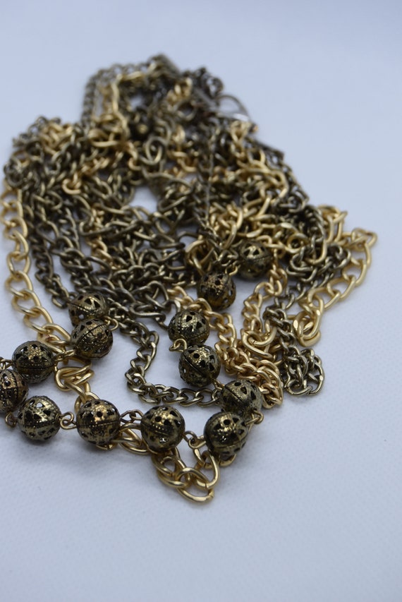 Gold & antique Multiple chains necklace - image 1