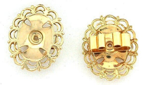 One Goldplated 18x13 Cab Cabochon Filigree Bolo B… - image 1