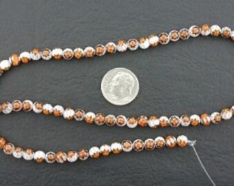 5mm white / sienna / black flower glass bead