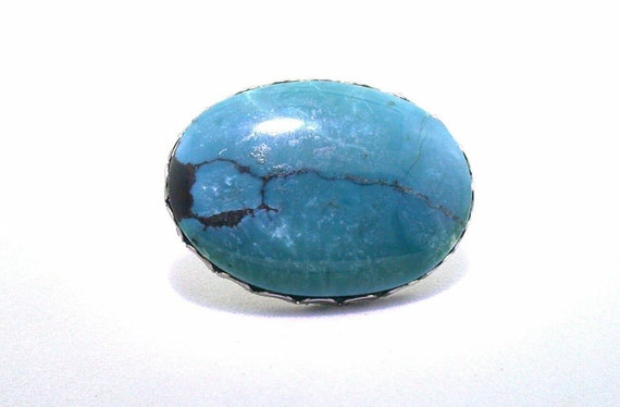 Natural 30x22 Oval Blue Sonoran Turquoise Gemston… - image 2