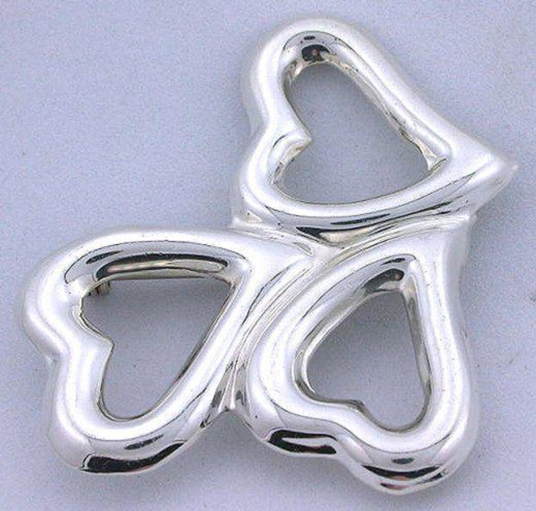 Triple Heart Sterling Silver 2 Inch Pin Brooch EBS5302/41823 - Etsy