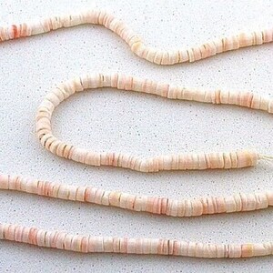 3mm To 3.5mm Heishi Peach White Shell Beads Gemstone 24 Inch Strand HS5