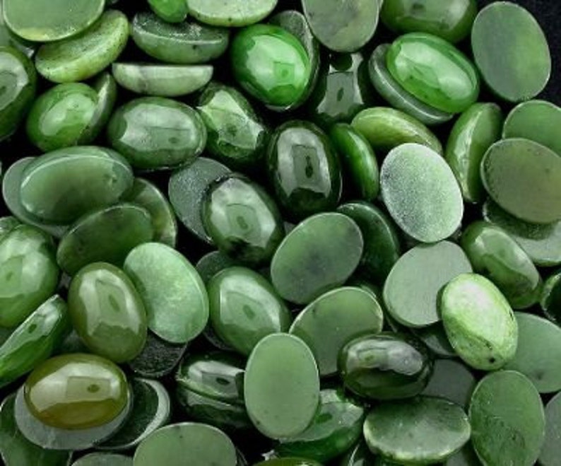 two 14x10 oval nephrite canadian jade cabochon gemstone