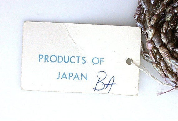 VINTAGE Japan Japanese 5mm x 3mm Coffee Freshwater Biwa Rice Pearl 15" Strand 