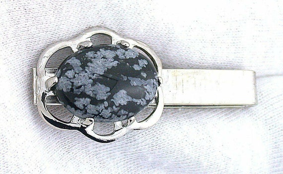 1 2/3 Inch 18X13 Oval Snowflake Obsidian Gemstone… - image 2