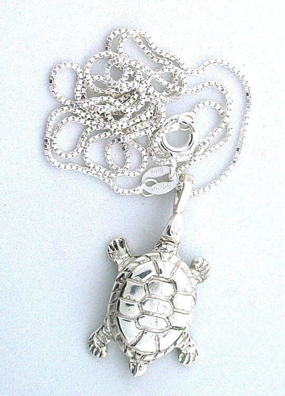 Turtle Tortoise Solid Pure 925 Sterling Pendant It