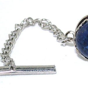 10mm Round Lapis Lazuli Cabochon Gemstone Silver Color Tie Tack EPTT375/101522