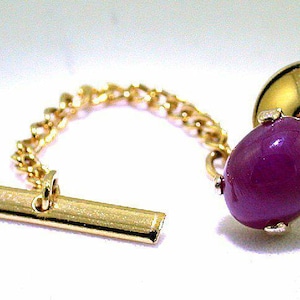 14Kt Yellow Gold 9x7 Oval Natural Ruby Cab Gemstone Gemstone Tie Tack EBS5578
