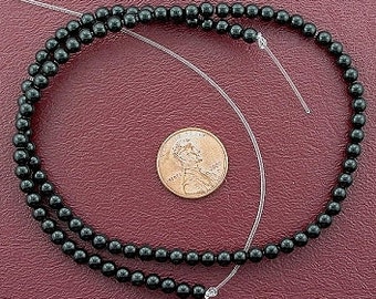 4mm round gemstone black onyx beads