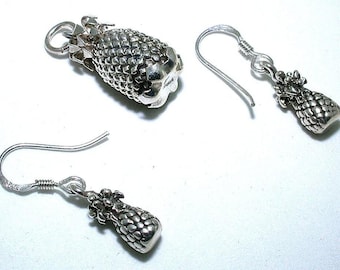 Pineapple Casted Sterling Silver Pendant And Earring Set CSP19/42925