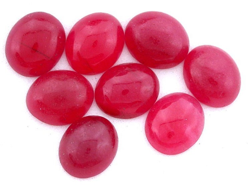 FOUR 12mm x 10mm 12x10 Oval Red Jade Cab Cabochon Gem Stone Gemstone RJC4