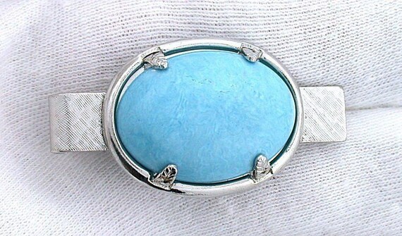 1 3/5 Inch 25X18 Oval Synthetic Turquoise Gemston… - image 1