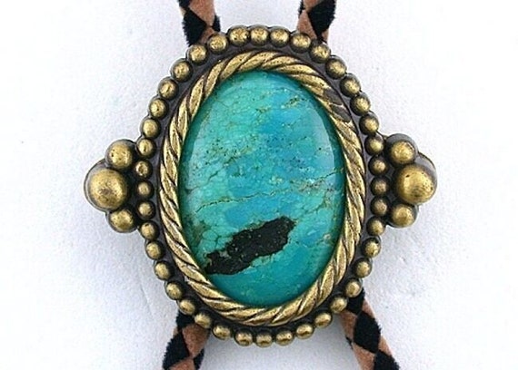 30x22 Oval Blue Turquoise Cabcochon Gemstone Bolo… - image 2