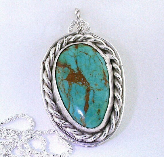 Vintage Handmade Heavy Blue Spiderweb Turquoise C… - image 3