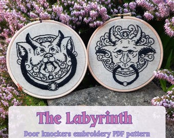 Labyrinth Door Knockers Hand Embroidery Pattern – 2 Designs (PDF Pattern)