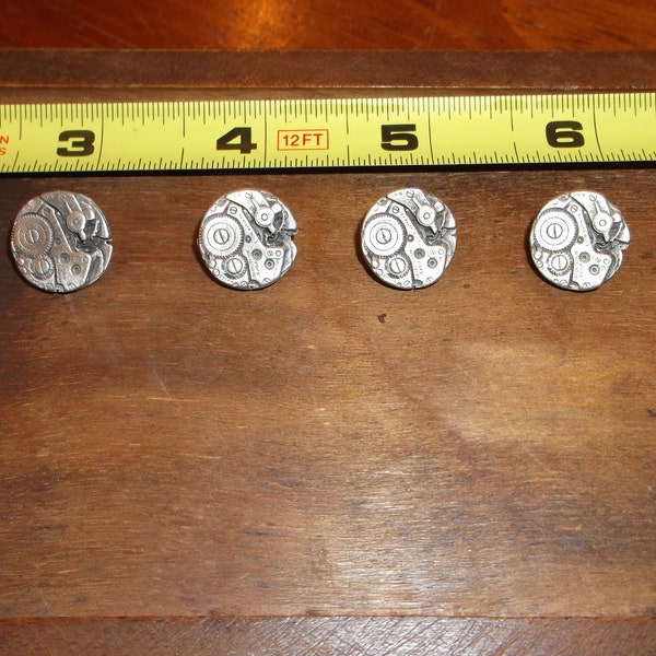 Steampunk style set of four watch movement appearance buttons