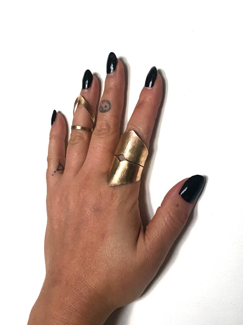 Adjustable Brass Finger Cuff with Cutout Etsy