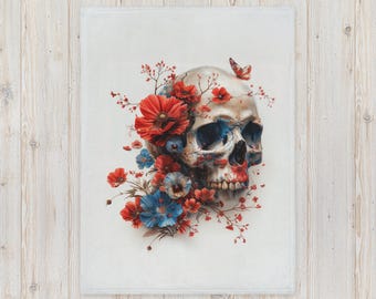 Skull and Flowers  - Throw Blanket