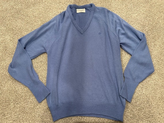 Vintage Christian Dior Light Blue Sweater Men's M - image 1