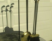 Vintage 4 Piece FIREPLACE Andirons with GOLF Club Iron HEADS Fore Fire Dogs Fire Pit