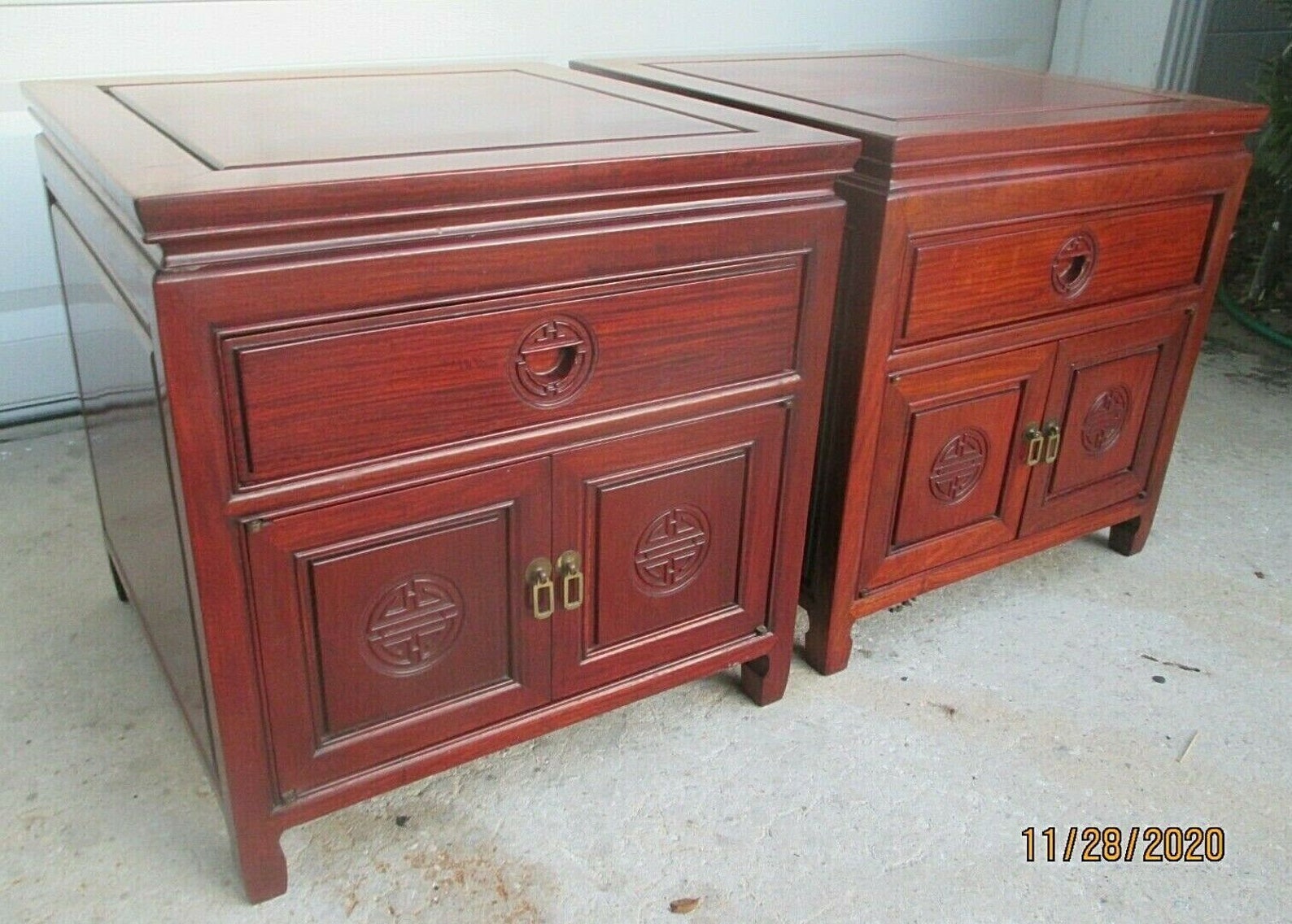 Pair ASIAN NIGHTSTANDS Rosewood Oriental Bedside Table Etsy