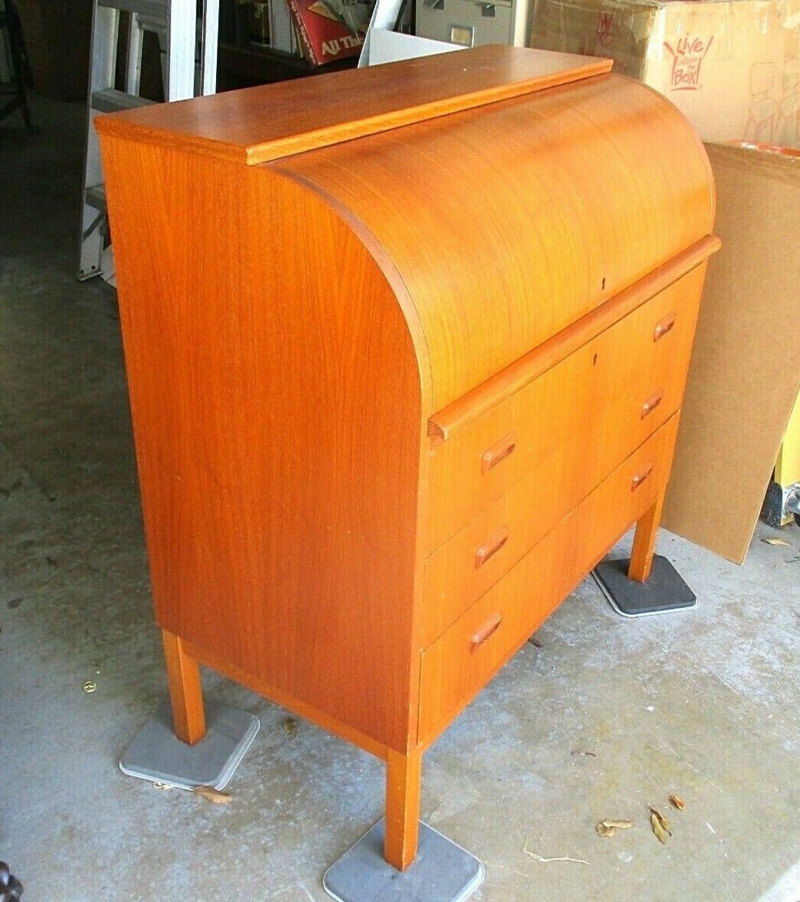 Danish Modern Teak ROLL TOP DESK Signed Made Sweden Designed Etsy