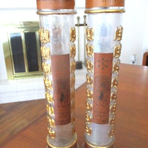 Pair 1950s ARMAGNAC Sempe BRANDY BOTTLES with Corks, Labels and Lids France Napoleon