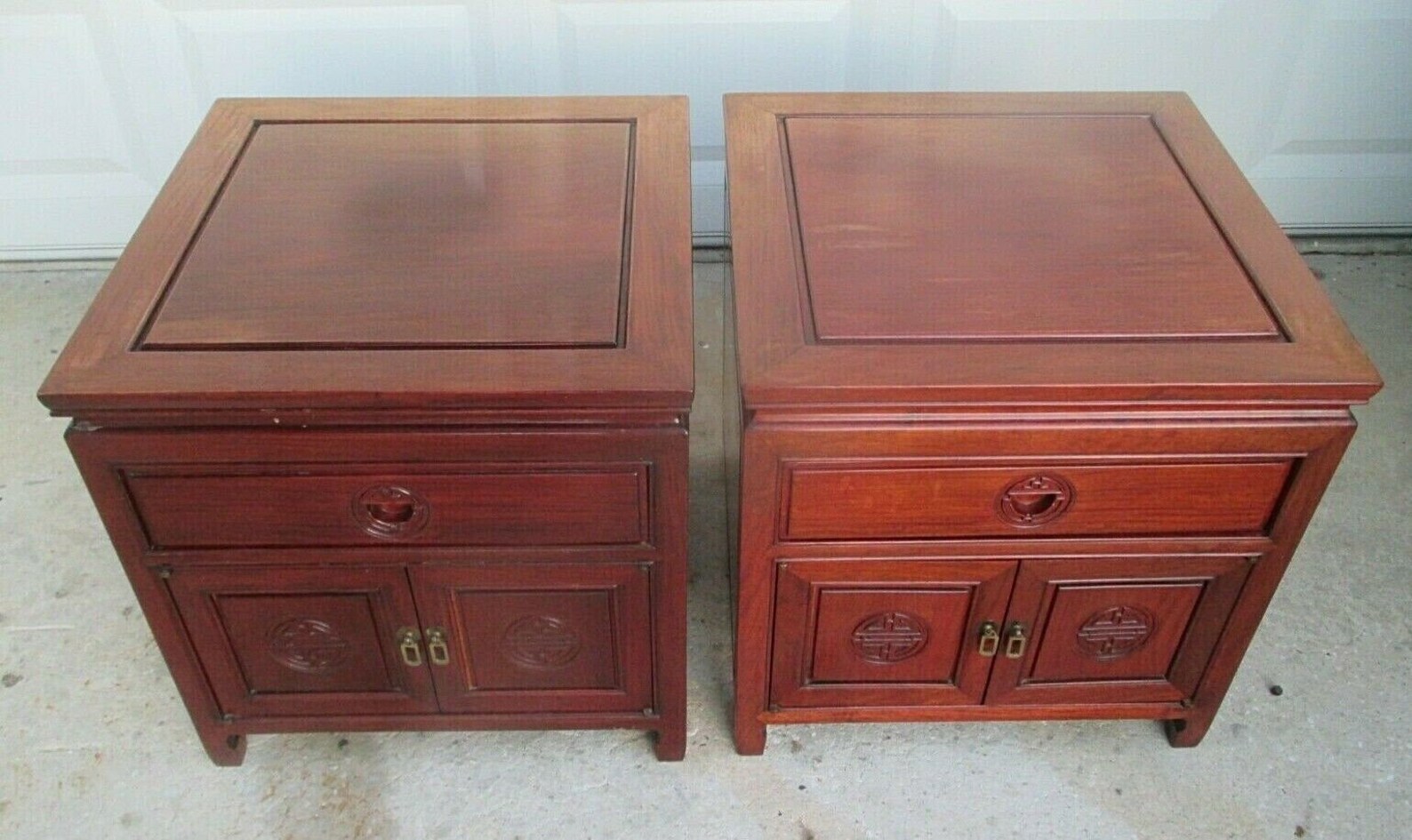 Pair ASIAN NIGHTSTANDS Rosewood Oriental Bedside Table Etsy