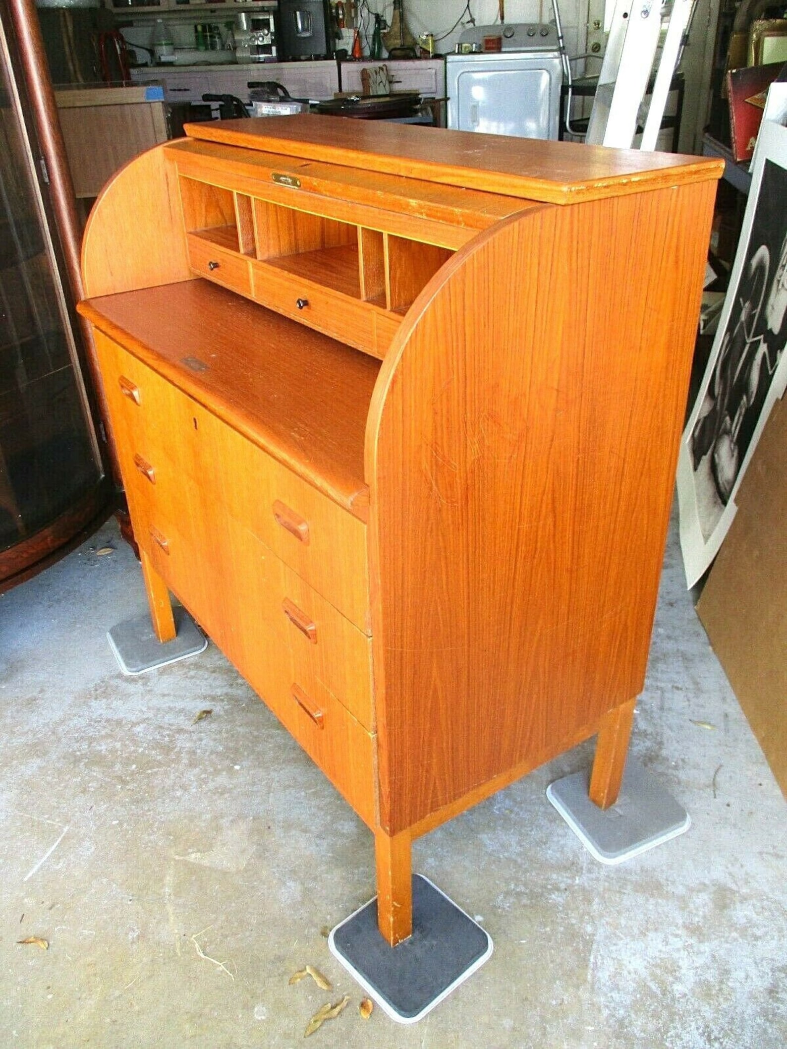 Danish Modern Teak ROLL TOP DESK Signed Made Sweden Designed Etsy
