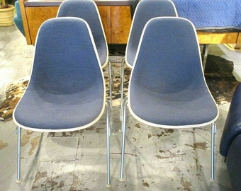 Set 4 Charles Eames DSS-N Stacking CHAIRS Made and Signed by Herman Miller Midcentury Icons One Owner Originals with Labels