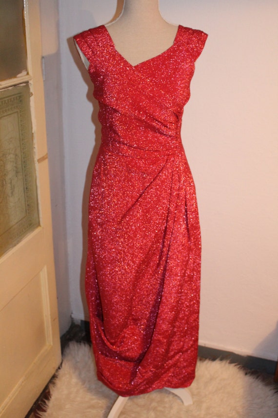 vintage 50's pink lurex gala dinner dress - image 1