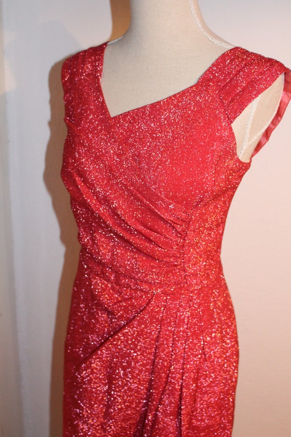 vintage 50's pink lurex gala dinner dress - image 3