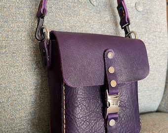 JoAnn XL Handmade COLORFUL leather utility pouch crossbody/shoulder bag! Hand sewn unique festival purse!
