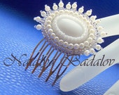 Art-Beads White Agate Holy Communion Confirmation Bridal Hair Accessory Comb
