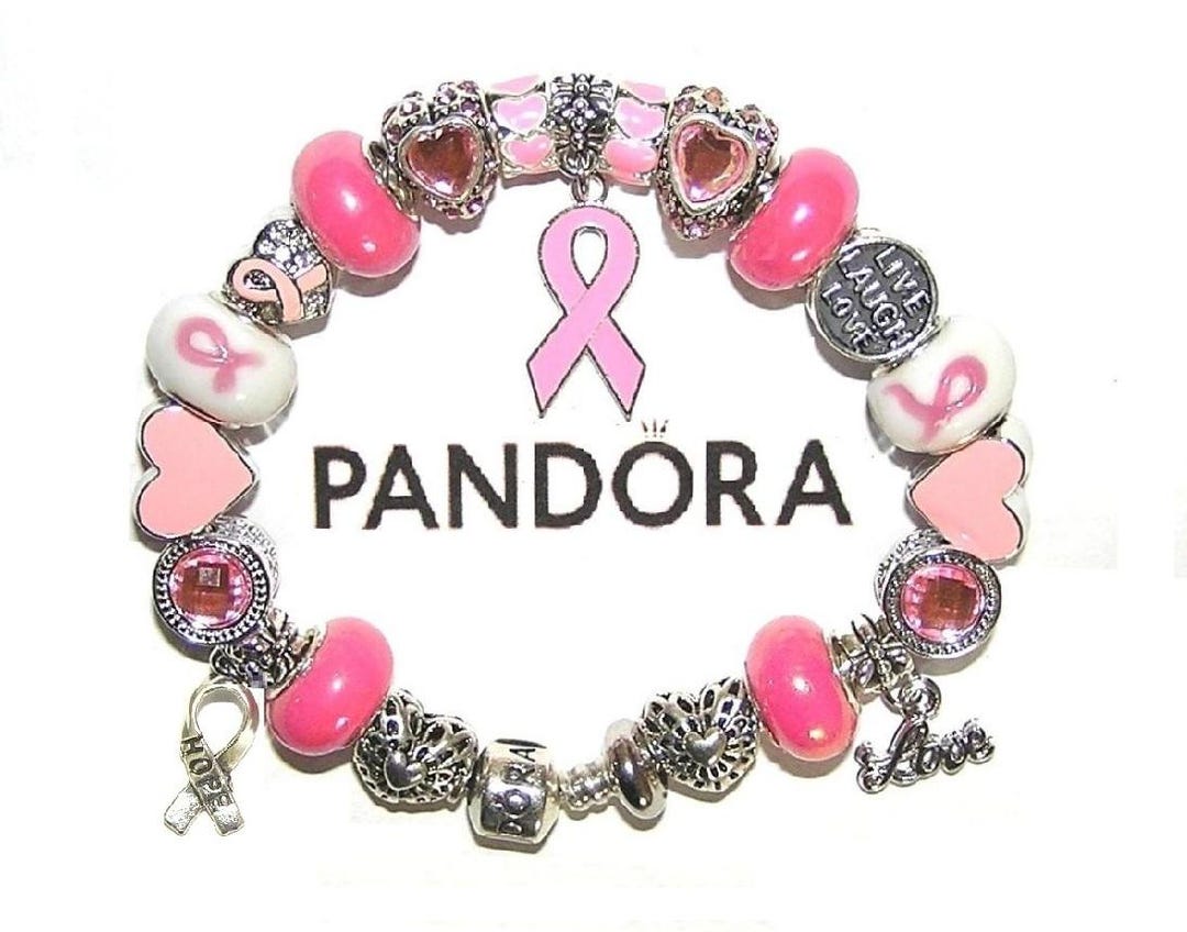 AUTHENTIC Pandora Charm Bracelet, Sterling Silver Breast Cancer