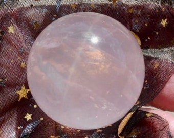 STAR ROSE QUARTZ Crystal Ball*Six Point Star*35 mm*1 3/8 inches*378 carats*2.67 ounces*75.7 grams*Stone of Love*Powerful Chatoyant