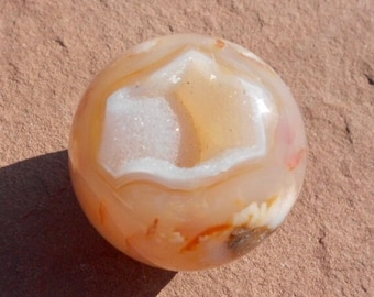 Flower Agate Sphere: Geode Crystal Cavity, Sakura Agate