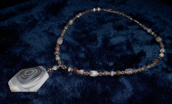 Rare Faceted BOTSWANA AGATE NECKLACE with Pendant… - image 9