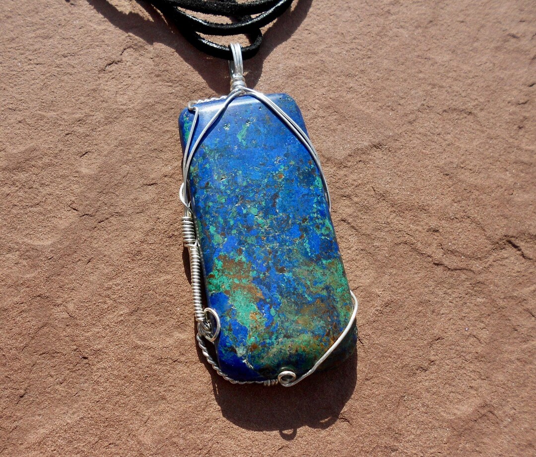 •AZURITE MALACHITE SPEAR TEAR• sterling silver pendant