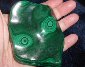 MALACHITE Polished STALACTITE CARVING Funny Face 3 1/3 inches x 2 3/4 x 1/3 inch 7.4 ounces African Congo